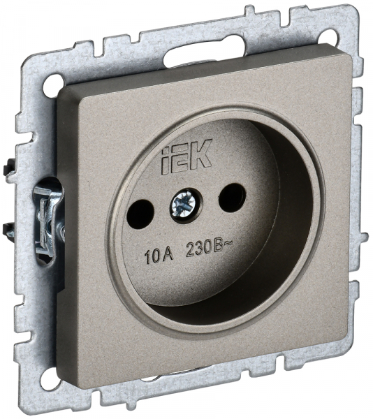 IEK BRITE BASE Шампань Розетка 1-м б/з без защ. Штор. 10А РС10-1-0-БрШ