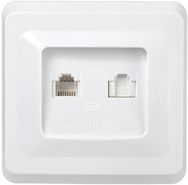 IEK VEGA РK/T12-ВБ Розетка 2-ая комп. и телеф. RJ11/RJ45 ВЕГА белый