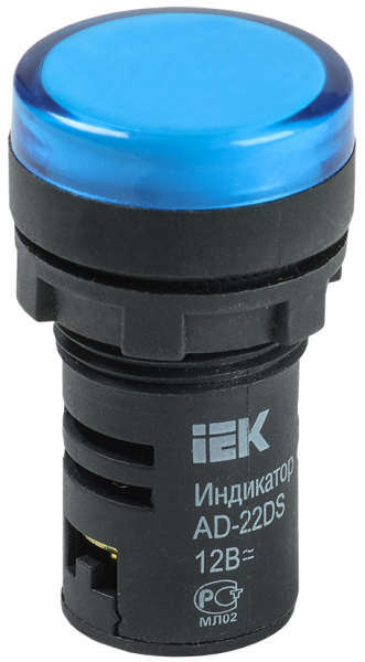 IEK Лампа AD22DS(LED)матрица d22мм синий 12В AC/DC