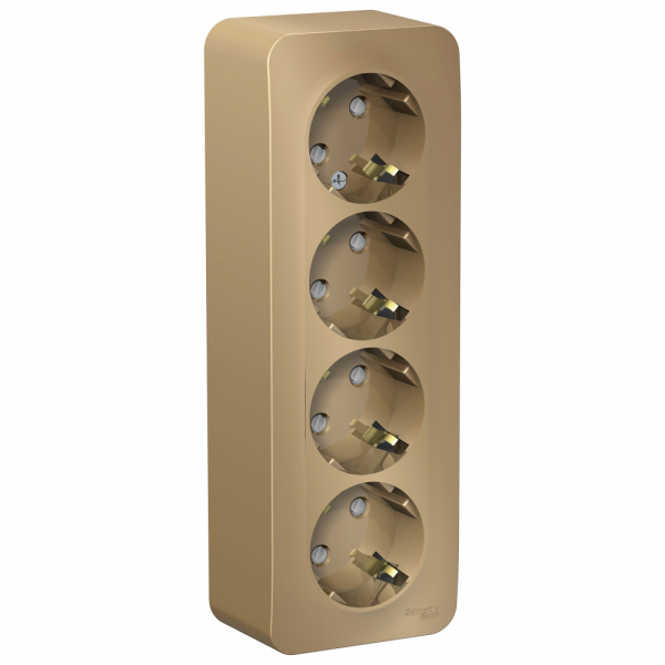 Systeme Electric Blanca наруж Титан Розетка 4-ая с/з со шторками 16А, 250В, изолир. пластина
