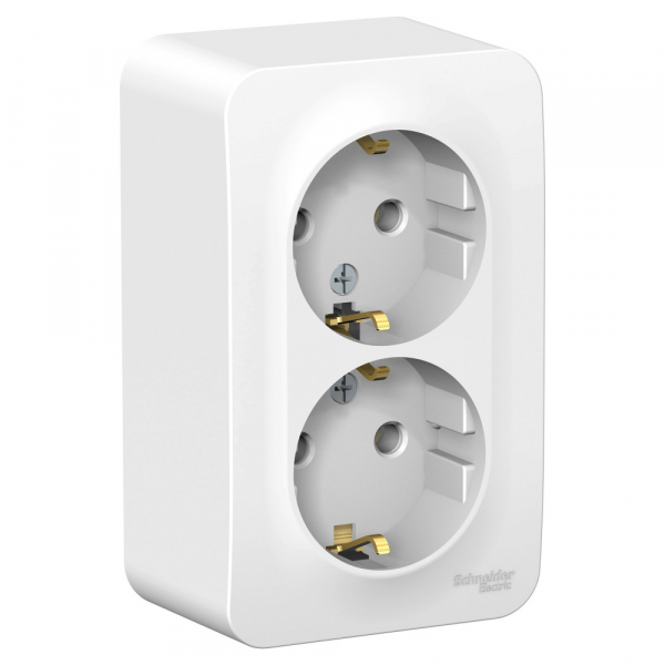 Systeme Electric Blanca наруж Бел Розетка 2-ая с/з без шторок, 16А, 250В
