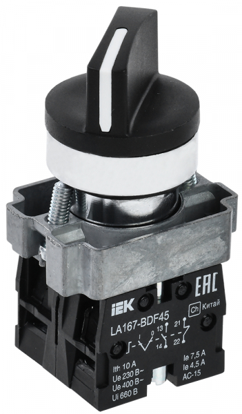 IEK Переключатель LA167-BDF45 2 положения 1з+1р черный