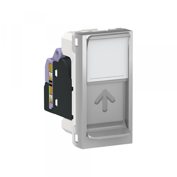 Schneider Electric Unica Modular Алюминий Розетка компьютерная, RJ45, одиночная кат. 6 UTP, 1 модуль