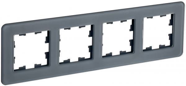 IEK BRITE DECOR Графит матовый стекло скругл.угол  Рамка 4-м РУ-4-2-Бр RE