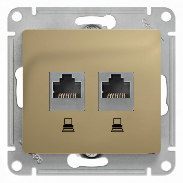 Systeme Electric Glossa Титан Розетка 2-ая компьютерная RJ45+RJ45, кат.5E