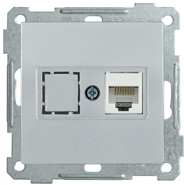 IEK РK11-1-Б Розетка компьютерная RJ45 Cat6 BOLERO серебрянный