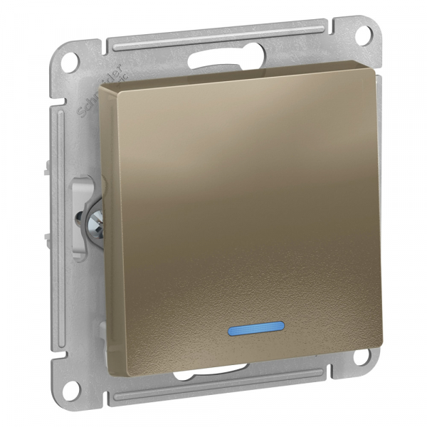 Systeme Electric AtlasDesign Шампань Выключатель 1-клавишный с подсветкой, сх.1а, 10АХ, механизм