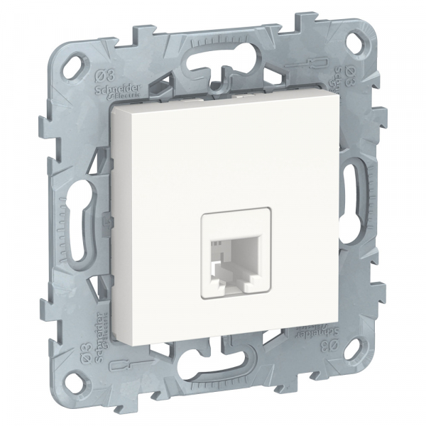 Schneider Electric Unica New Бел Розетка телефонная, RJ11, одиночная 4 контакта
