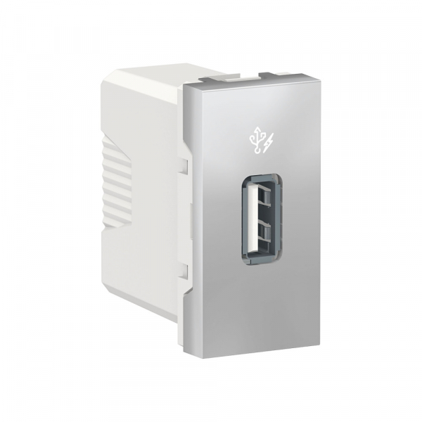 Schneider Electric Unica Modular Алюминий Розетка USB, 5 В / 1000 мА, 1 модуль