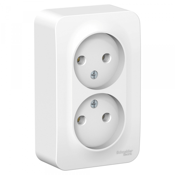 Systeme Electric Blanca наруж Бел Розетка 2-ая б/з без шторок 16А, 250В, изолир. пластина