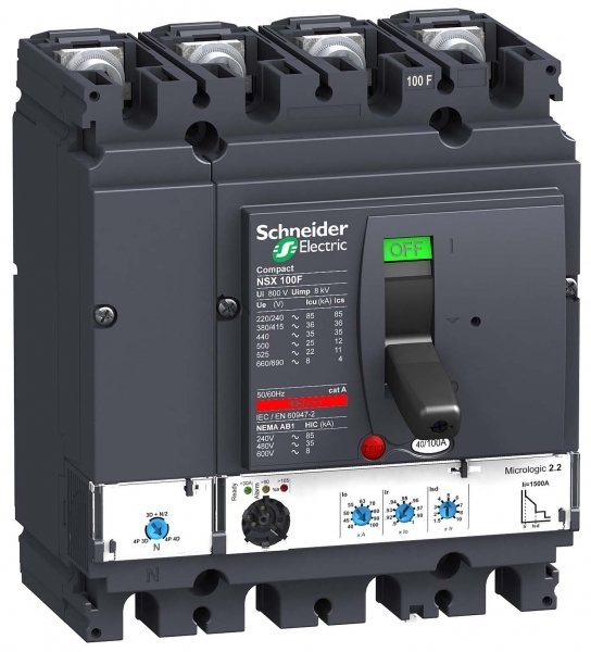 Schneider Electric Compact NSX 100N Автоматический выключатель Micrologic 2.2 100A 4P 4T