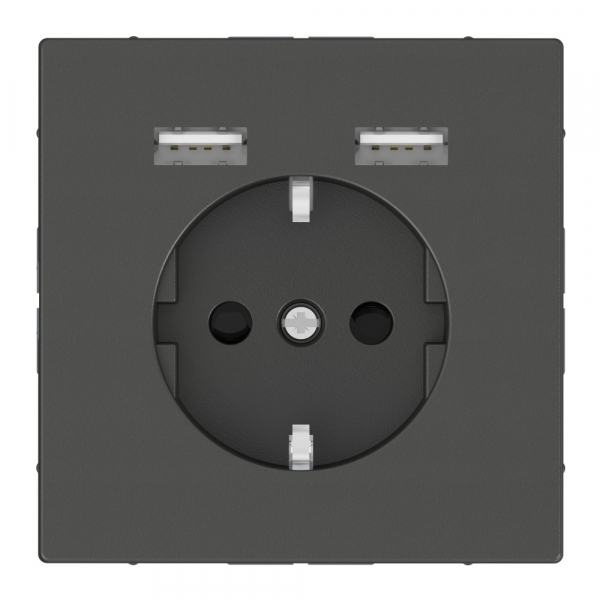 Schneider Electric Merten D-Life Антрацит Розетка Schuko с 2 USB c зарядным устройством 2,4 A