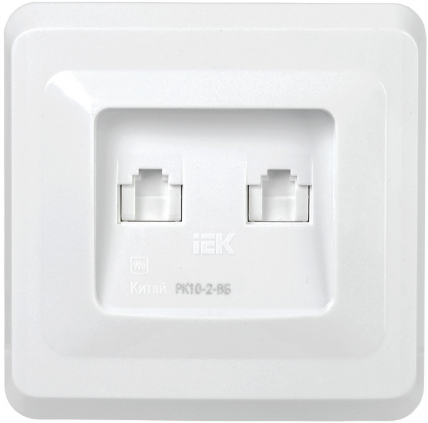 IEK VEGA РК10-2-ВБ Розетка 2-ая комп. RJ45 Cat5e ВЕГА белый