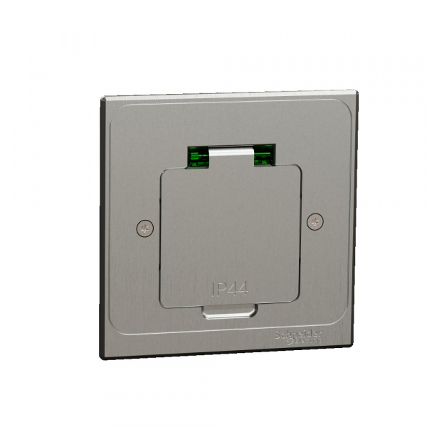 Schneider Electric US+ Люк квадратный размер XS с 1 розеткой (2К+З ) металлический IP44