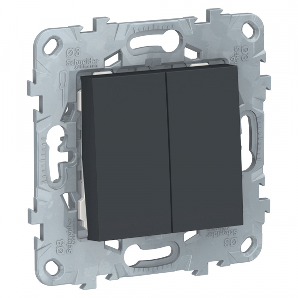 Schneider Electric Unica New Антрацит Переключатель 2-клавишный, 2 х сх. 6