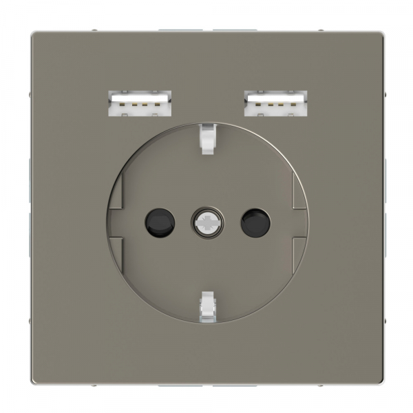 Schneider Electric Merten D-Life Никель Розетка Schuko с 2 USB c зарядным устройством 2,4 A