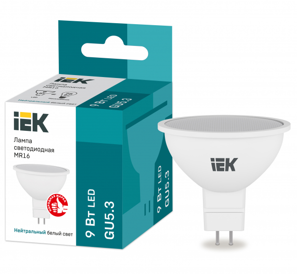 IEK Лампа LED MR16 софит 9Вт 230В 4000К GU5.3