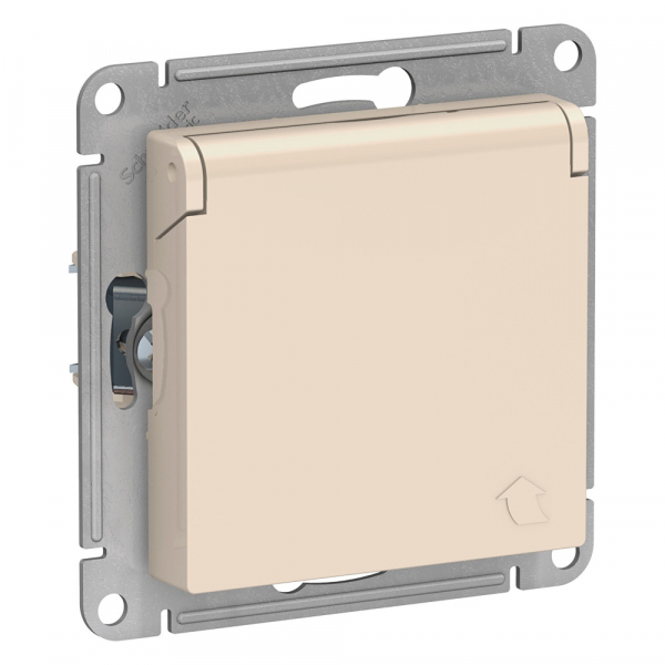 Systeme Electric AtlasDesign Беж Розетка с/з, со шторками, с крышкой, 16А, в сборе
