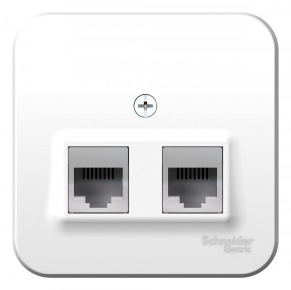 Systeme Electric Blanca наруж Бел Розетка 2-ая ТЛФ/КОМП, RJ45+RJ11, кат.5E, изолир. пластина