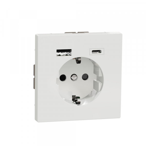 Schneider Electric MERTEN D-Life Белый Лотос Розетка силовая 16 A с зарядкой USB A+C 3 A