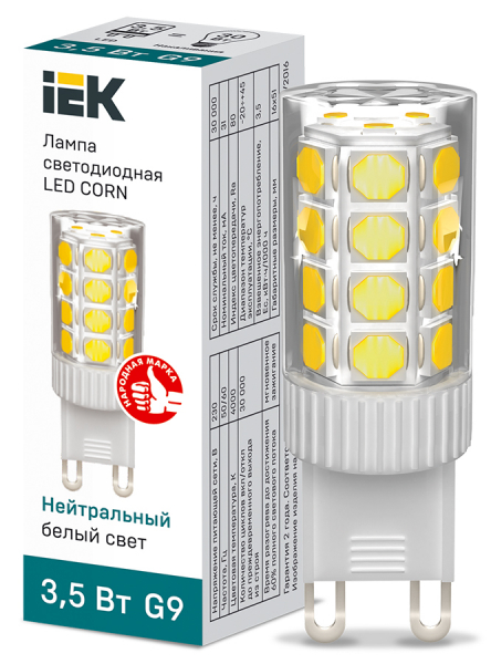 IEK Лампа LED CORN капсула 3,5Вт 230В 4000К керамика G9