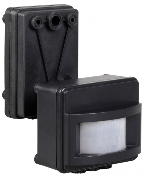 IEK Датчик движения ДД 017 черный, макс. нагрузка 1100Вт, угол обзора 120град., дальность 12м, IP44,