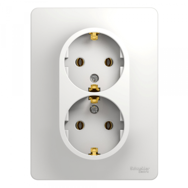 Systeme Electric Glossa Бел Розетка 2-я с/з (в сборе с рамкой)