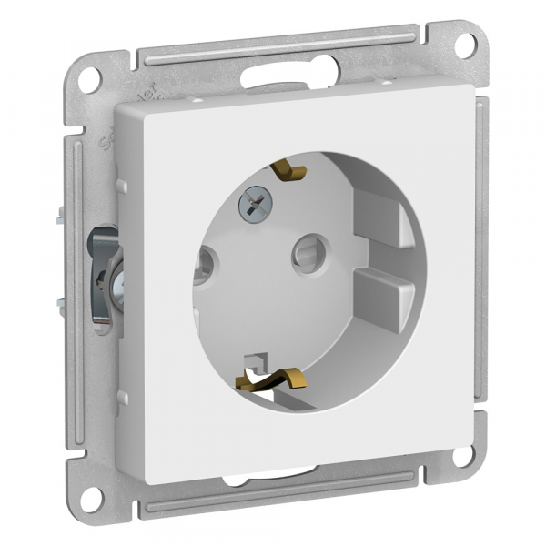 Systeme Electric AtlasDesign Бел Розетка с/з со шторками, 16А, механизм