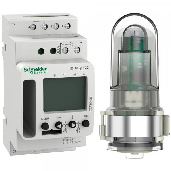 Schneider Electric Сумеречный выключатель ic100kp+ 2с прогр.C улич.Дат,2вых,под-ка bt модуля (excluded)