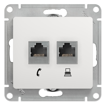 Systeme Electric Glossa Бел Розетка 2-я RJ11+RJ45, кат.5E