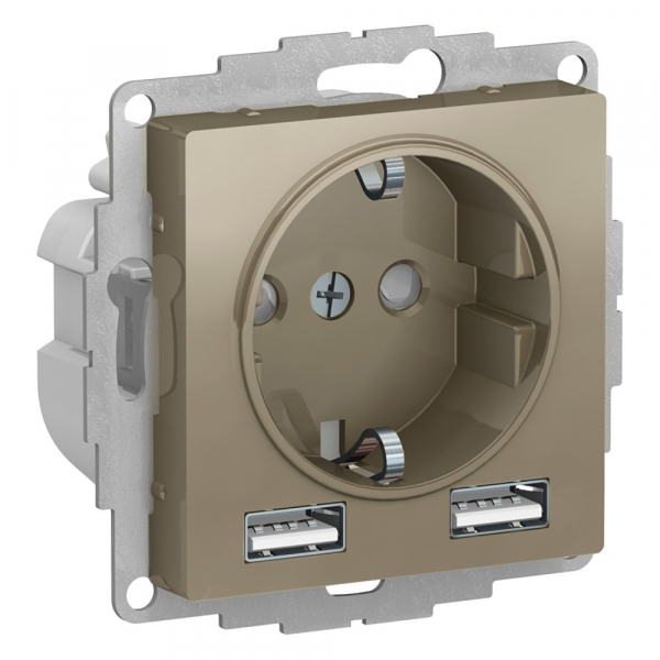 Systeme Electric AtlasDesign Шампань SO + USB Розетка A+A, 5В/2,4А, 2х5В/1,2А, механизм