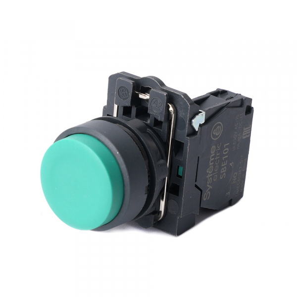 Systeme Electric Кнопка SB5 в сборе модульная 22мм выступающая зеленая с возвратом пластик 1НО