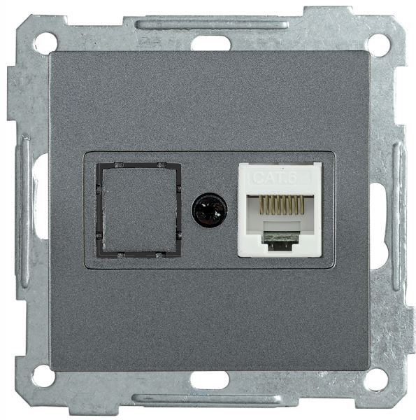 IEK РK11-1-Б Розетка компьютерная RJ45 Cat6 BOLERO антрацит
