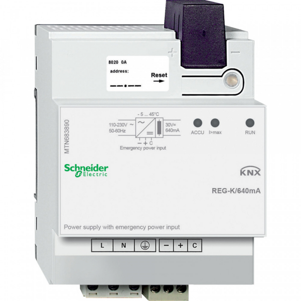 Schneider Electric Merten KNX Блок питания шины 640 мАс возможностью подкл. аккумулятора DIN-рейка