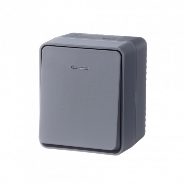 Systeme Electric AtlasDesign Profi54 Наруж Антрацит Выключатель 1-клавишный с подсветкой 10 АХ