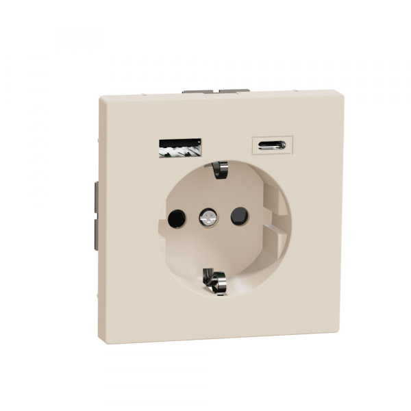Schneider Electric MERTEN D-Life Сахара Розетка силовая 16 A с зарядкой USB A+C 3 A