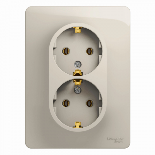 Systeme Electric Glossa Молочный Розетка 2-ая с/з (в сборе)