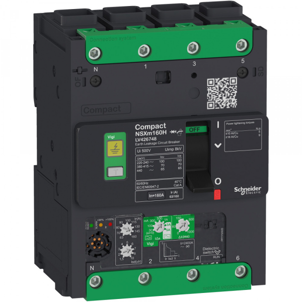 Schneider Electric Compact NSX 4П Автоматический выключатель NSXm 16kA Vigi 160A Elink