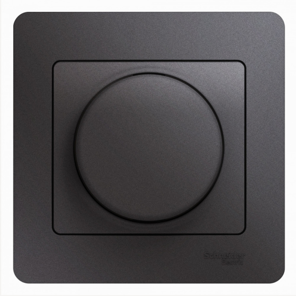 Systeme Electric Glossa Графит Светорегулятор (диммер) поворотный, 300Вт (в сборе)