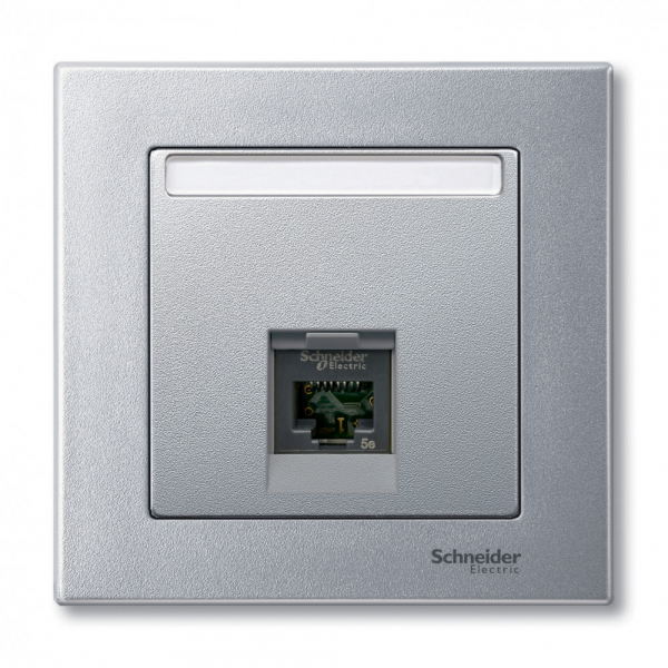 Schneider Electric Merten SM Алюминий Накладка розетки ТЛФ/комп 1-ой прямой