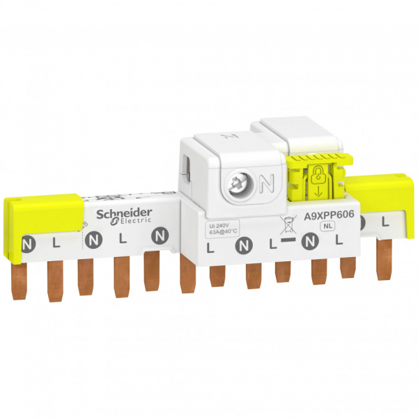 Schneider Electric Шинка греб. 1Р+N (NL1…(шаг 9мм)) для iDPN iCV40 iDIFK 63А 6 мод с ввод. клеммой