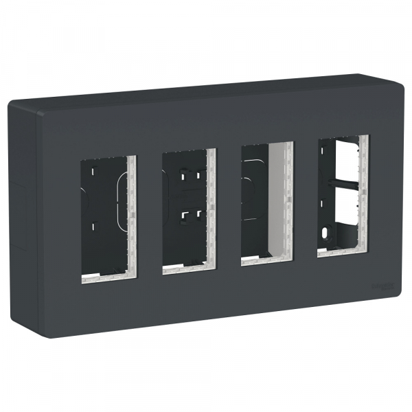 Schneider Electric Unica System+ Антрацит Блок открытой установки 4х2