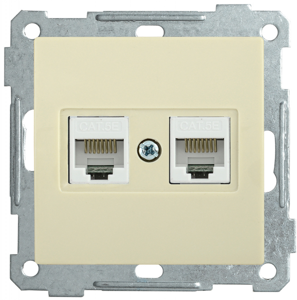 IEK РK10-2-Б Розетка 2-ая комп. RJ45 Cat5e BOLERO кремовый