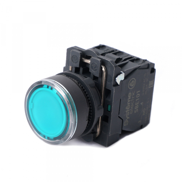 Systeme Electric Кнопка SB5 с подсветкой в сборе модуль 22мм зеленая пластик 230-240ВAC 1НО+1НЗ