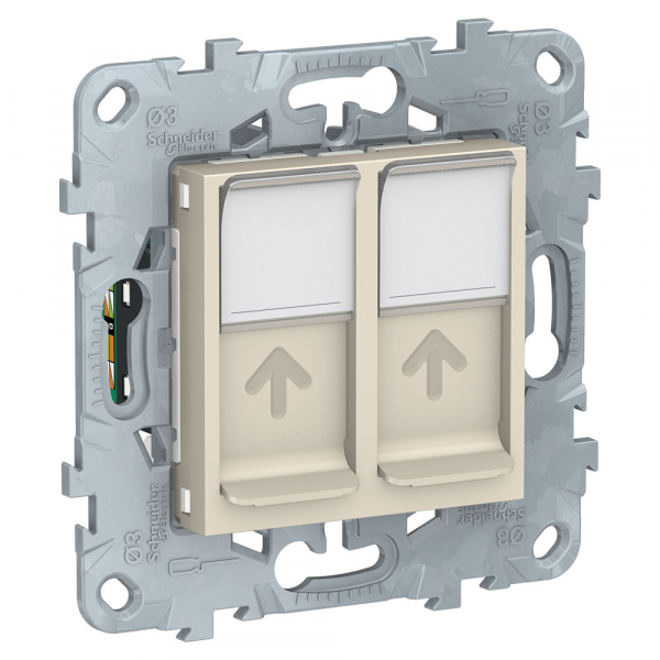 Schneider Electric Unica New Беж Розетка компьютерная, RJ45, двойная, кат. 5е UTP