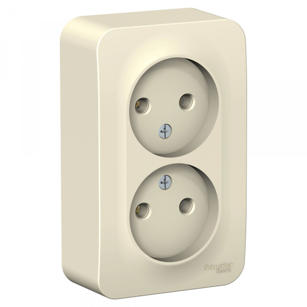 Systeme Electric Blanca наруж Молочная Розетка 2-ая б/з без шторок 16А, 250В, изолир. пластина
