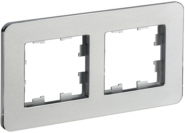 IEK BRITE DECOR Алюминий металл. скругл.угол Рамка 2-м РУ-2-1-Бр RE