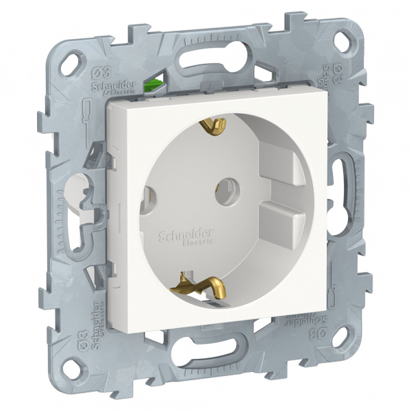 Schneider Electric Unica New Бел Розетка с/з без шторок, с быстрозажимными клеммами, 16А, 250В