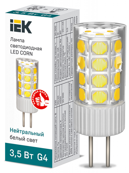 IEK Лампа LED CORN капсула 3,5Вт 230В 4000К керамика G4