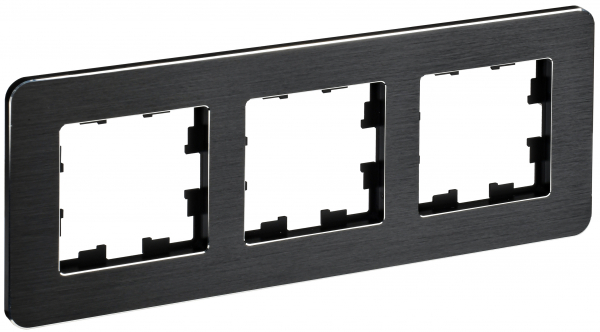IEK BRITE DECOR Черный/алюм металл. скругл.угол Рамка 3-м РУ-3-1-Бр RE AL